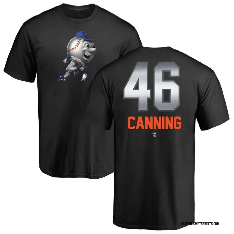 Men's New York Mets ＃46 Griffin Canning Black Midnight Mascot T-Shirt