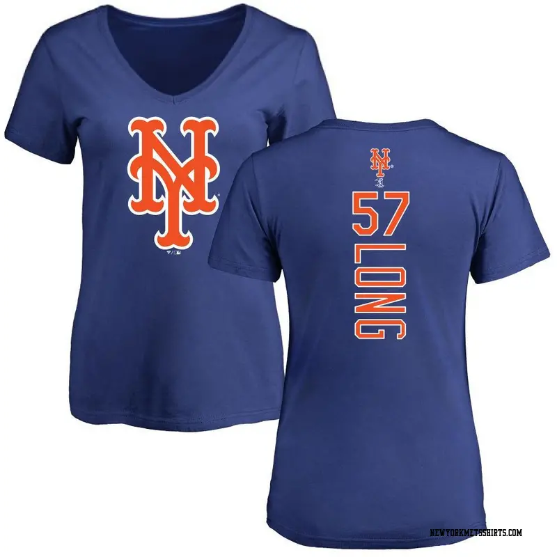 Women's New York Mets ＃57 Kevin Long Royal Backer Slim Fit T-Shirt
