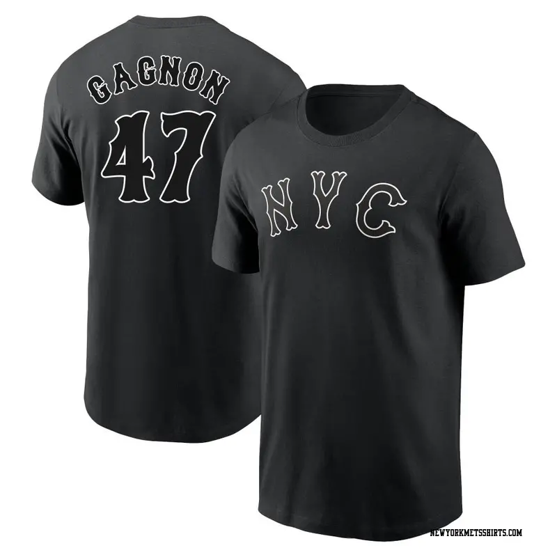 Youth New York Mets ＃47 Drew Gagnon Black 2024 City Connect Name & Number T-Shirt